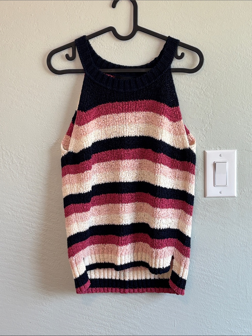 Bundle 2/$30! J. Crew Striped Knit Tank Top Navy Pink Cream Coastal Preppy